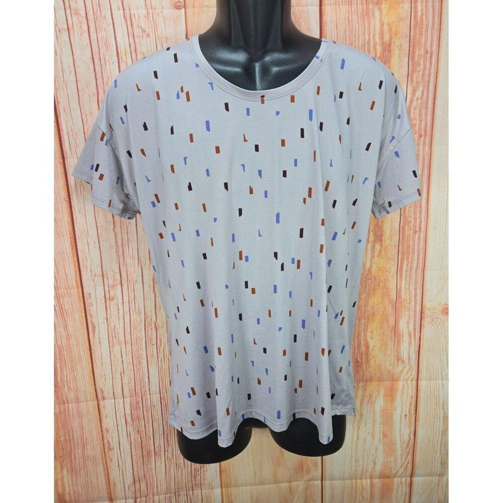 REI Co-Op Womens Wilderness T-Shirt Size Large Gray Geometric Print